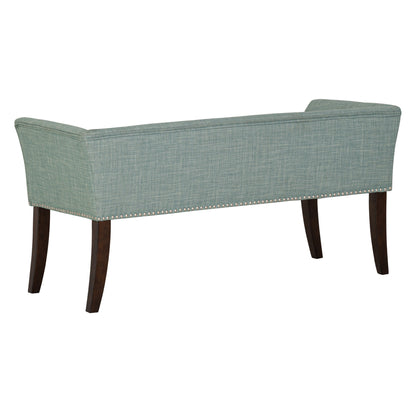 Madison Park Welburn 49.5 Upholstered Bench with Back & Wood Legs