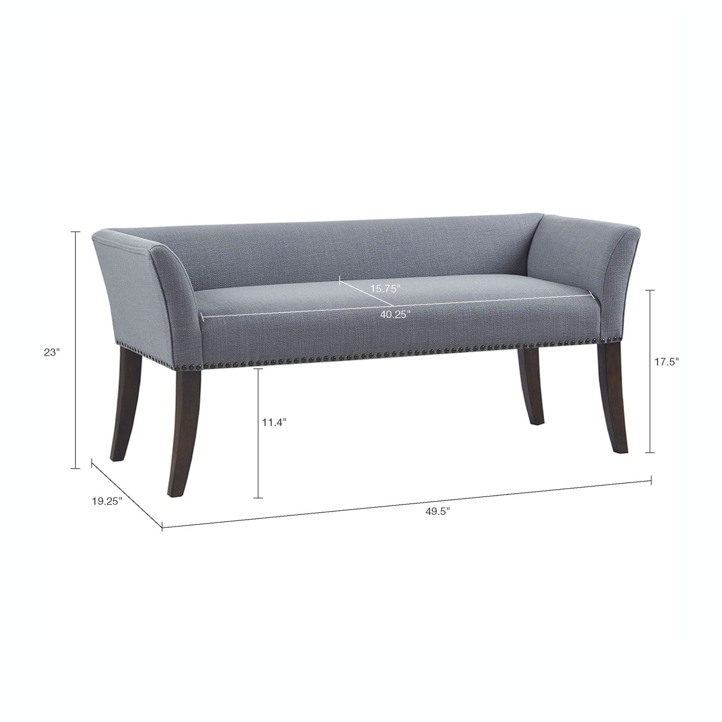 Madison Park Welburn 49.5 Upholstered Bench with Back & Wood Legs