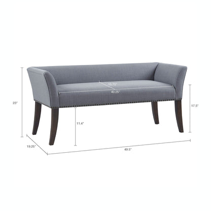 Madison Park Welburn 49.5 Upholstered Bench with Back & Wood Legs