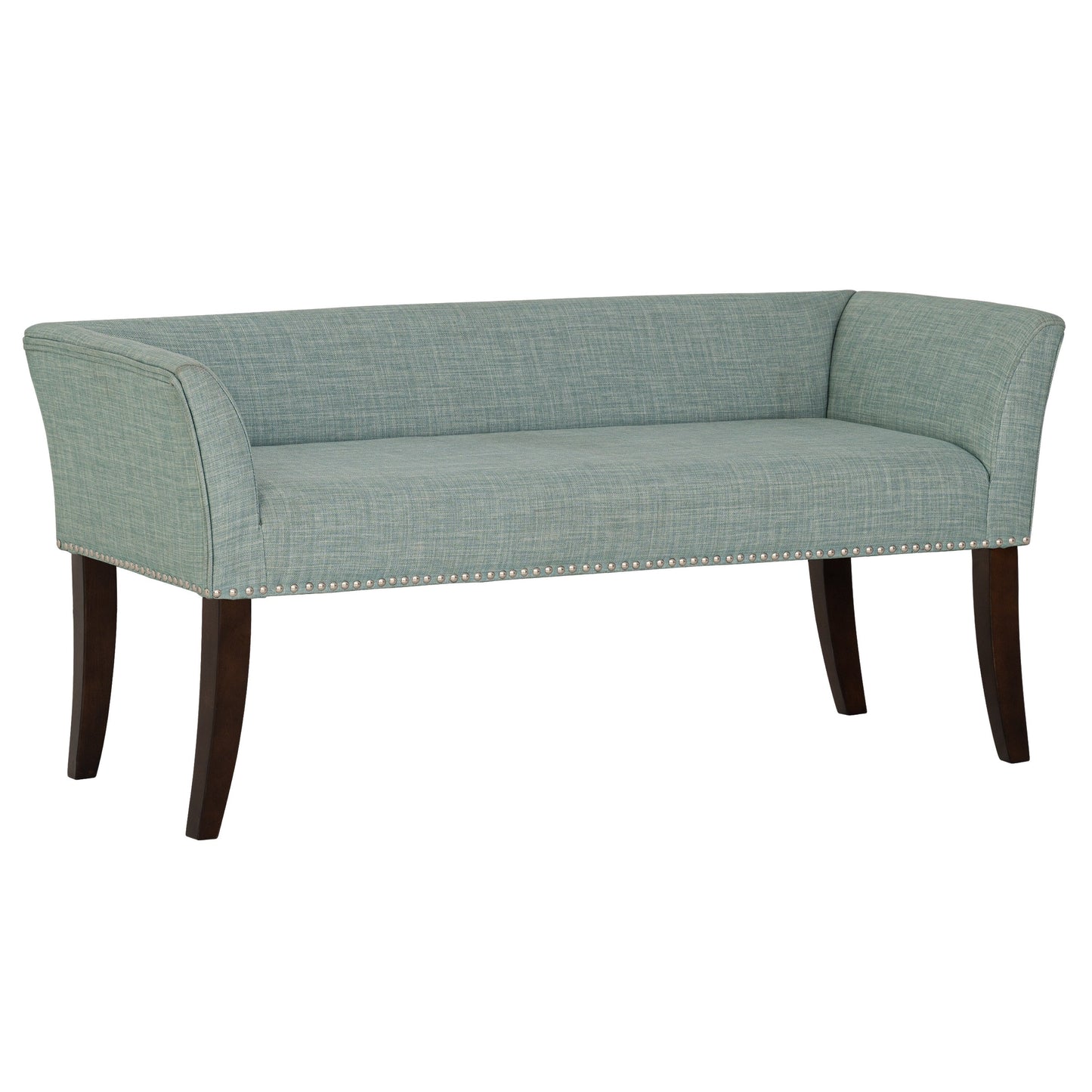 Madison Park Welburn 49.5 Upholstered Bench with Back & Wood Legs