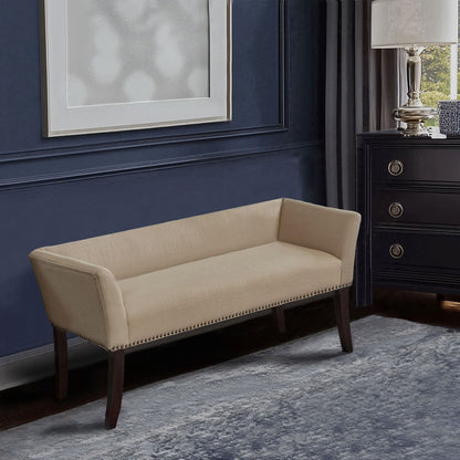 Madison Park Welburn 49.5 Upholstered Bench with Back & Wood Legs
