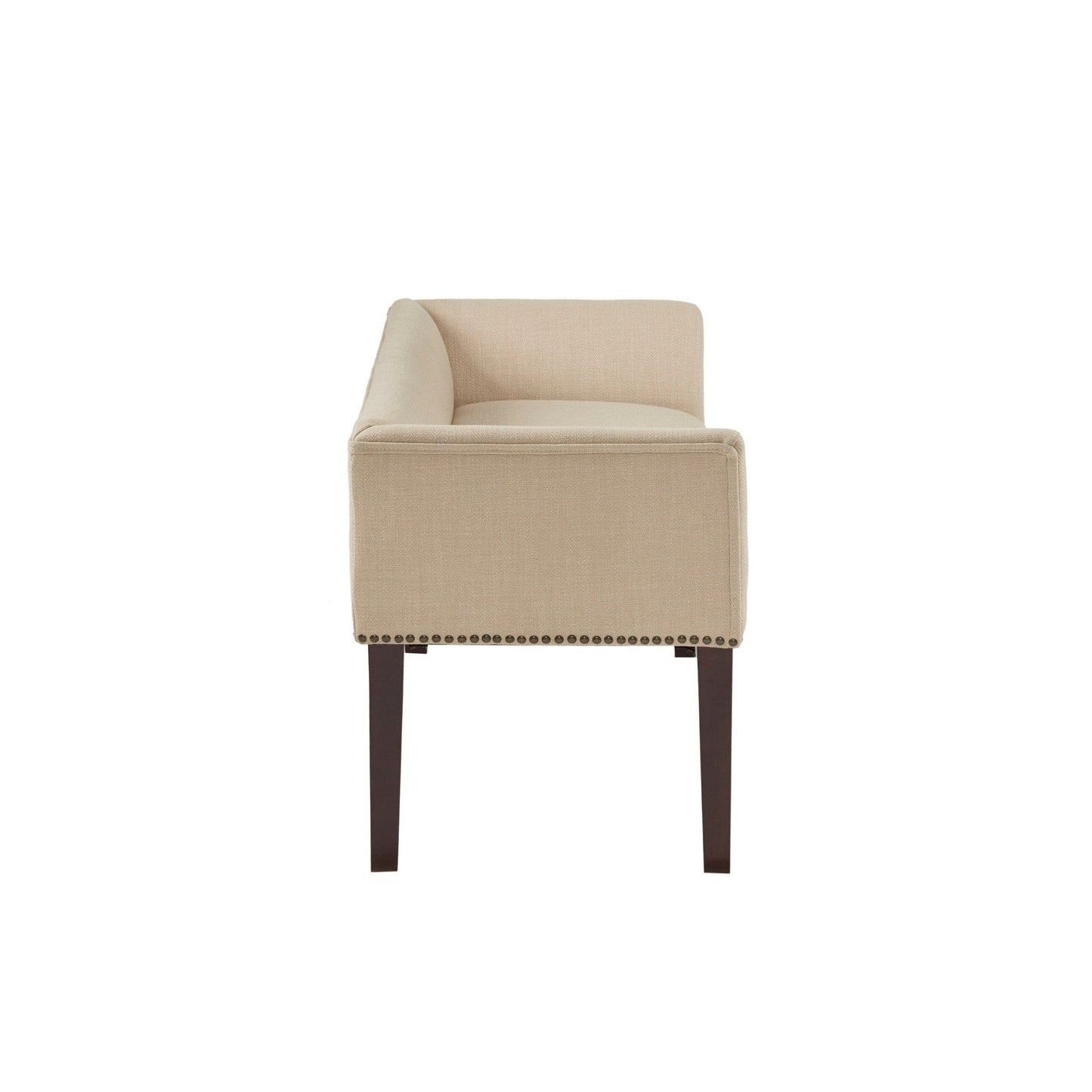 Madison Park Welburn 49.5 Upholstered Bench with Back & Wood Legs