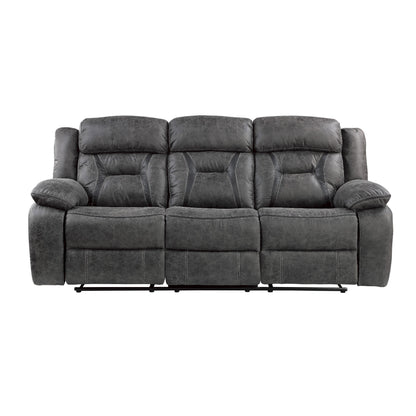 Mady Manual Reclining Sofa, Pillow Tufted, Dark Gray Polyester 85 Inch