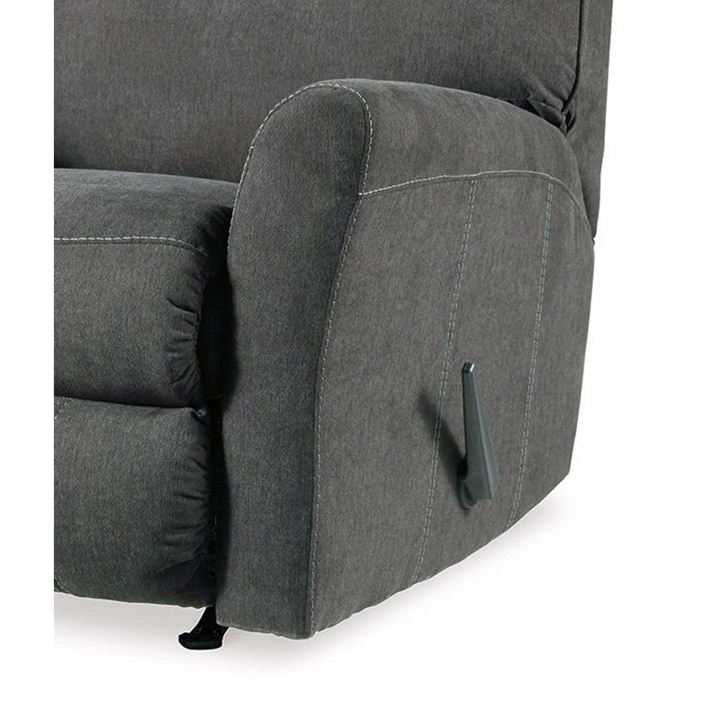 Maine Manual Rocker Recliner Chair, Charcoal Gray Polyester Nylon