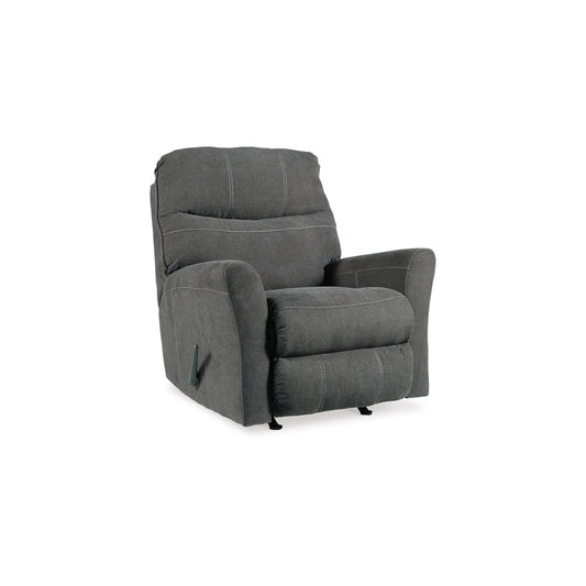 Maine Manual Rocker Recliner Chair, Charcoal Gray Polyester Nylon
