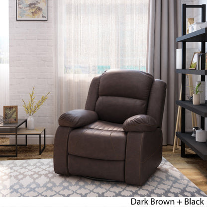 Malic Tufted Faux Leather Swivel Recliner by Christopher Knight Home