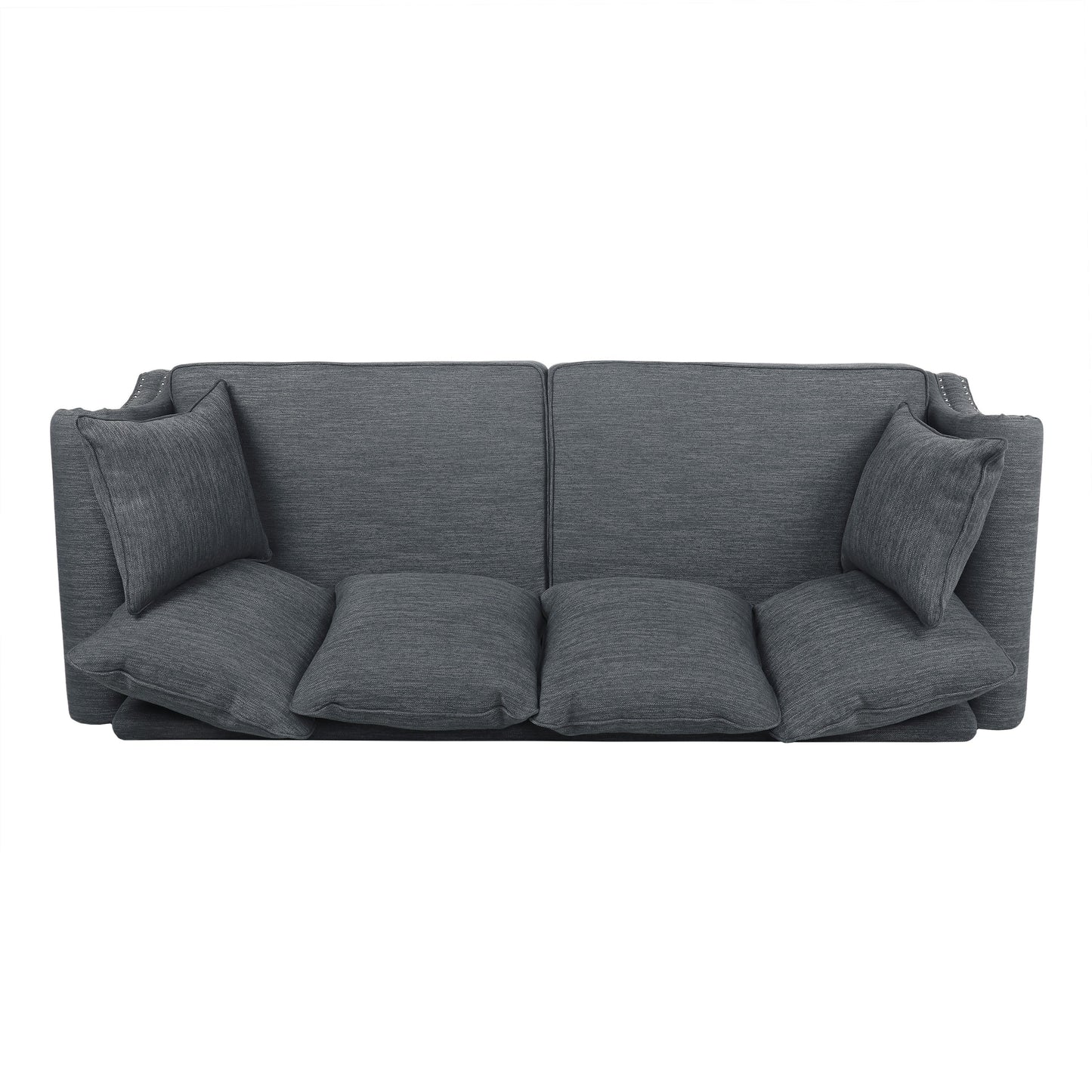 Manbow Fabric Pillowback 3 Seater Sofa with Nailhead Trim by Christopher Knight Home