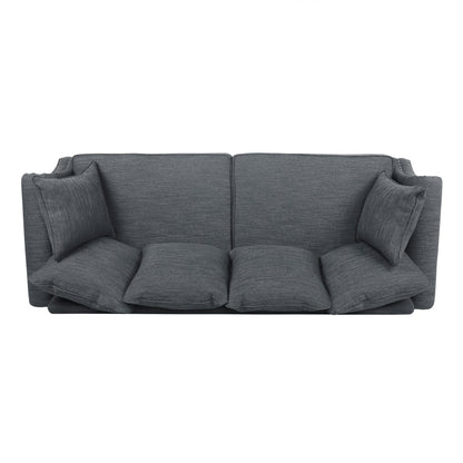 Manbow Fabric Pillowback 3 Seater Sofa with Nailhead Trim by Christopher Knight Home