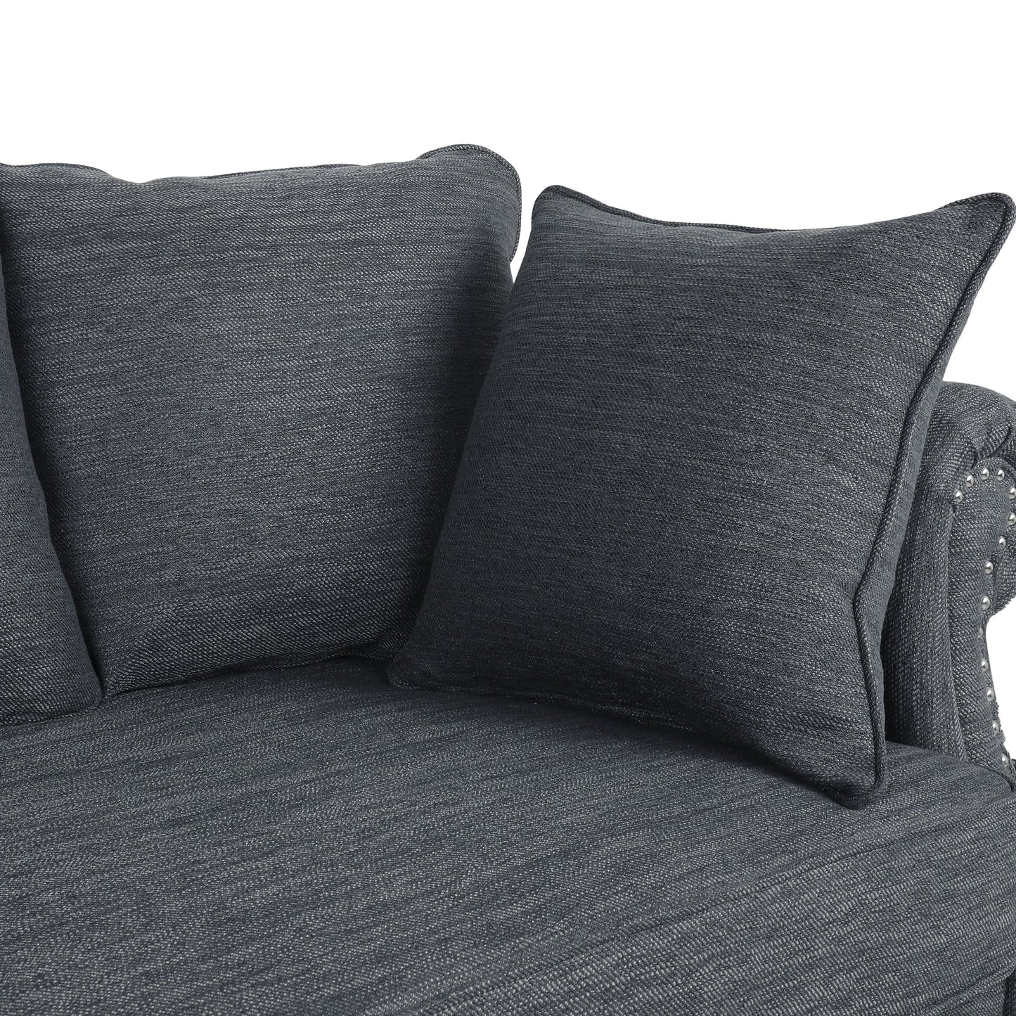 Manbow Fabric Pillowback 3 Seater Sofa with Nailhead Trim by Christopher Knight Home
