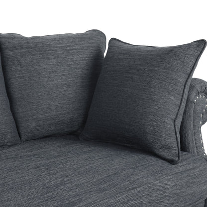 Manbow Fabric Pillowback 3 Seater Sofa with Nailhead Trim by Christopher Knight Home