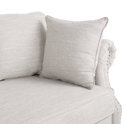 Manbow Fabric Pillowback 3 Seater Sofa with Nailhead Trim by Christopher Knight Home
