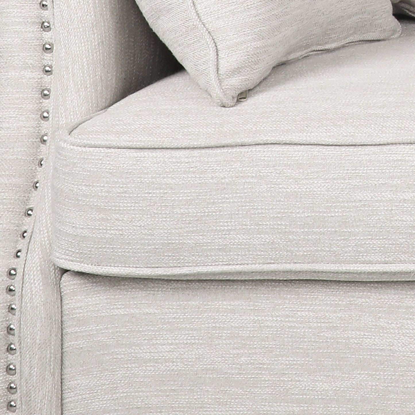 Manbow Fabric Pillowback 3 Seater Sofa with Nailhead Trim by Christopher Knight Home