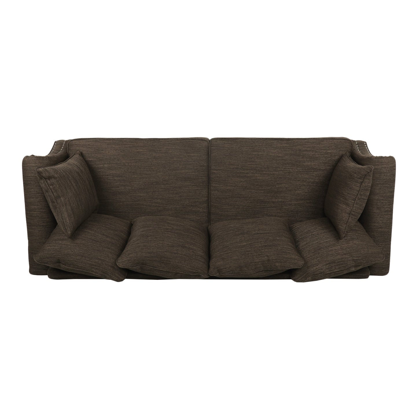 Manbow Fabric Pillowback 3 Seater Sofa with Nailhead Trim by Christopher Knight Home