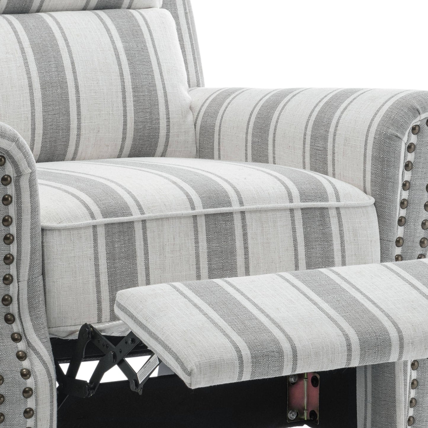 2 Set Manual Pushback Recliner Chair with Nailhead Trim