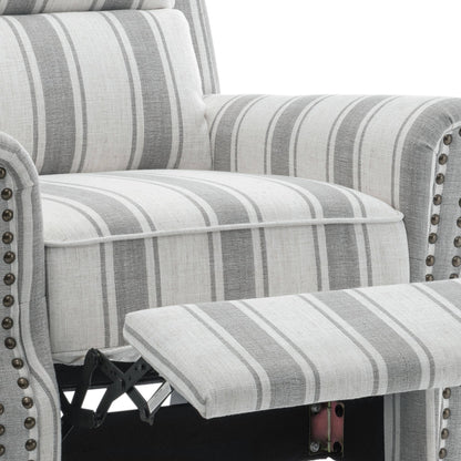 2 Set Manual Pushback Recliner Chair with Nailhead Trim