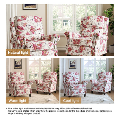 2 Set Manual Pushback Recliner Chair with Nailhead Trim