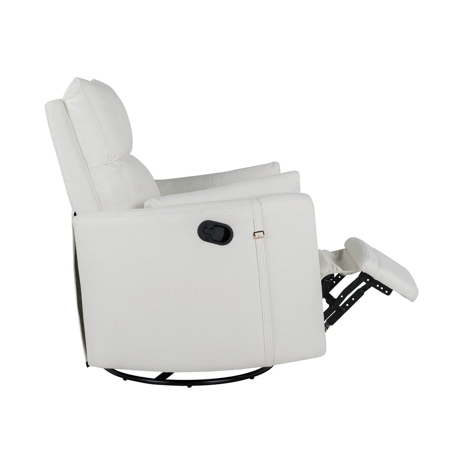 Manual Upholstered Swivel Rocker Recliner with 360° Rotation, Adjustable Backrest, and Removable Support Pillows