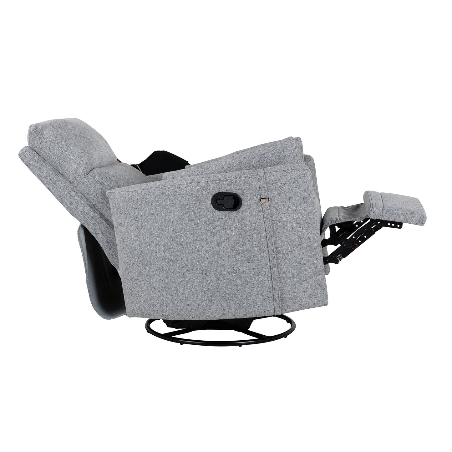 Manual Upholstered Swivel Rocker Recliner with 360° Rotation, Adjustable Backrest, and Removable Support Pillows