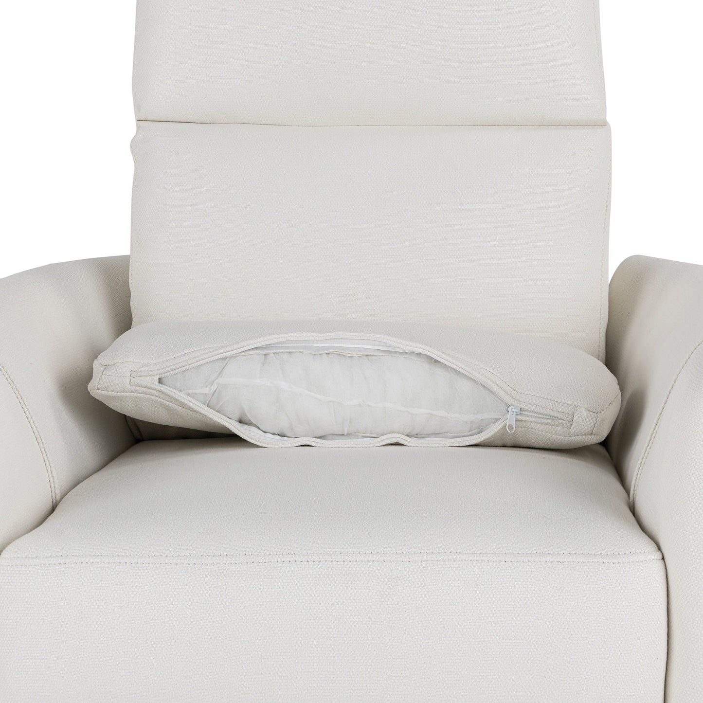 Manual Upholstered Swivel Rocker Recliner with 360° Rotation, Adjustable Backrest, and Removable Support Pillows
