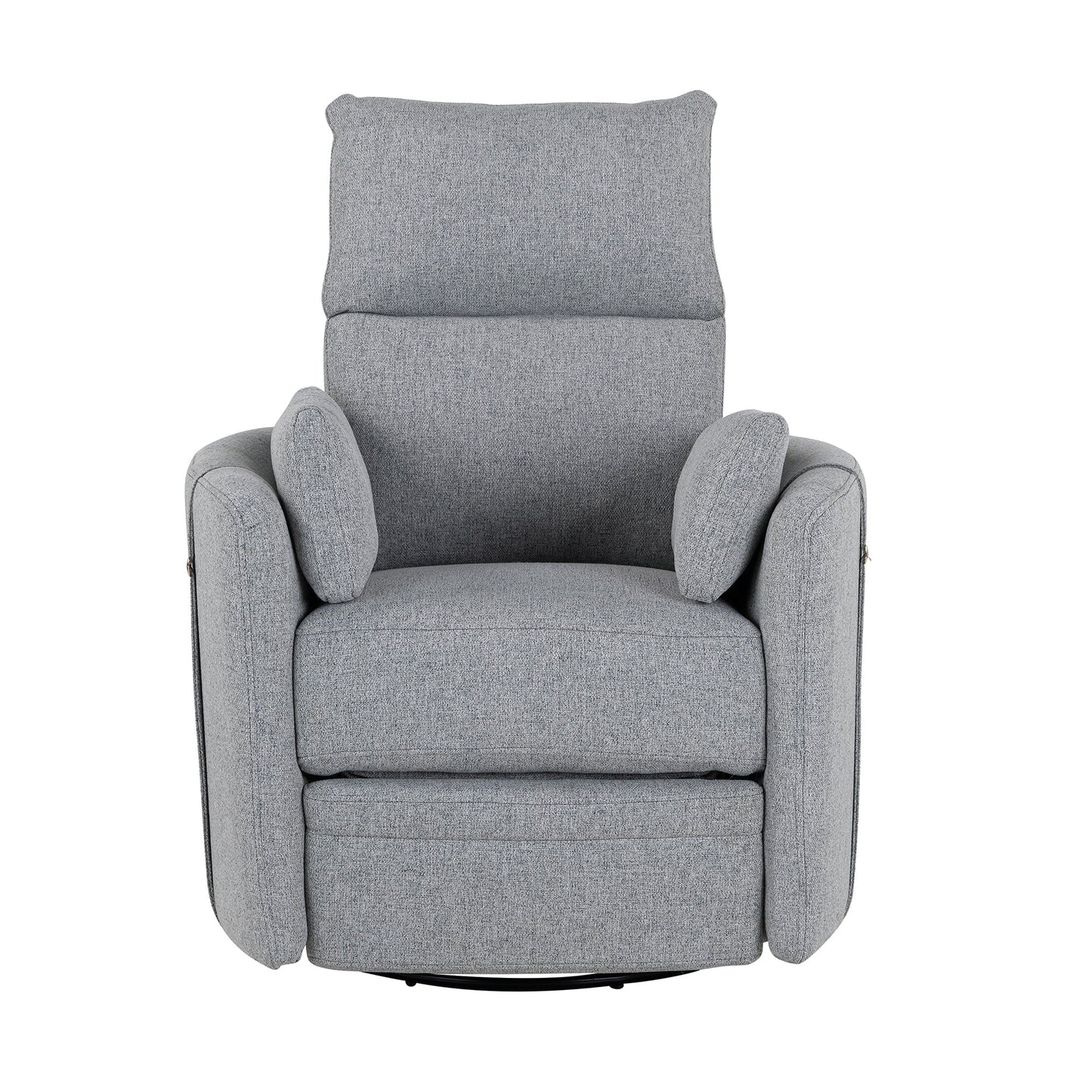 Manual Upholstered Swivel Rocker Recliner with 360° Rotation, Adjustable Backrest, and Removable Support Pillows