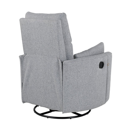 Manual Upholstered Swivel Rocker Recliner with 360° Rotation, Adjustable Backrest, and Removable Support Pillows