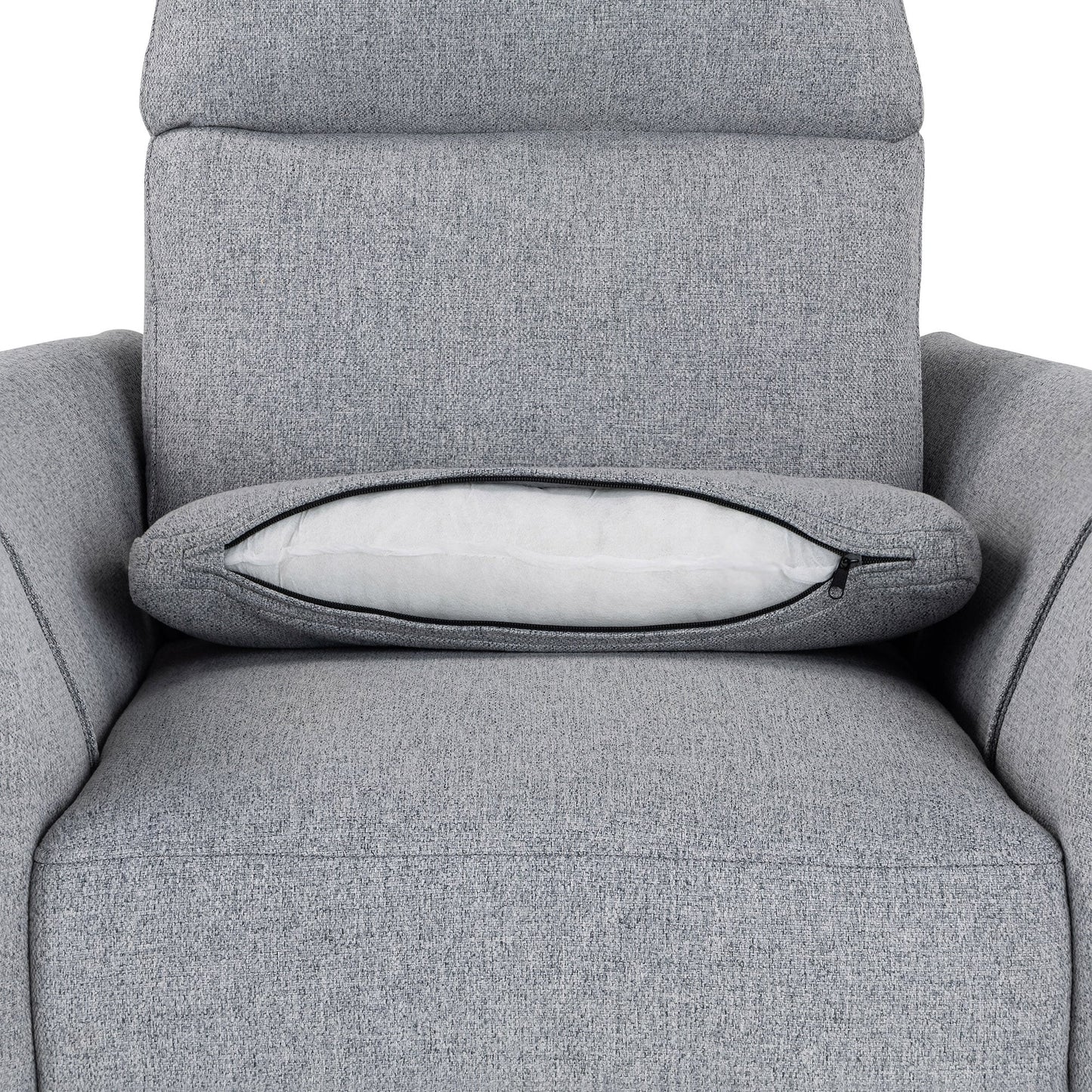 Manual Upholstered Swivel Rocker Recliner with 360° Rotation, Adjustable Backrest, and Removable Support Pillows