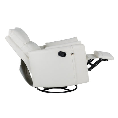 Manual Upholstered Swivel Rocker Recliner with 360° Rotation, Adjustable Backrest, and Removable Support Pillows