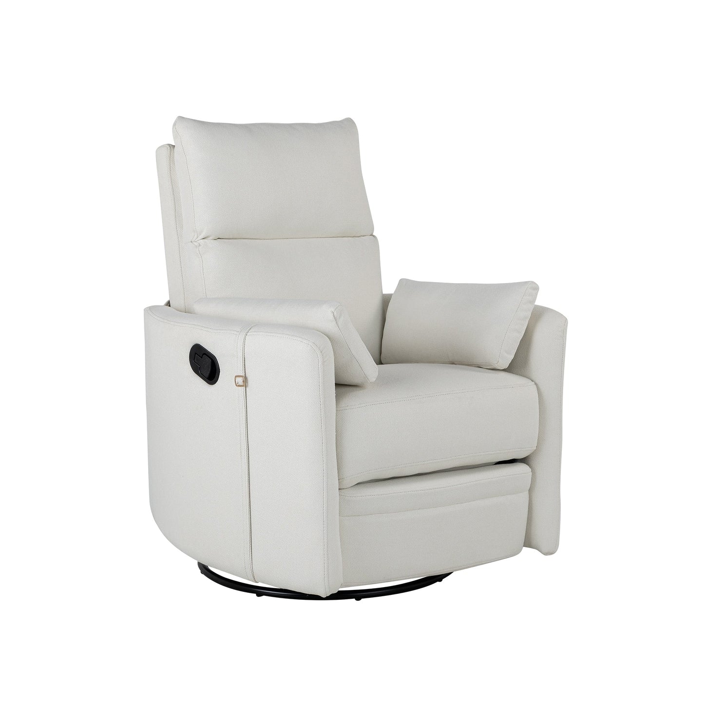 Manual Upholstered Swivel Rocker Recliner with 360° Rotation, Adjustable Backrest, and Removable Support Pillows