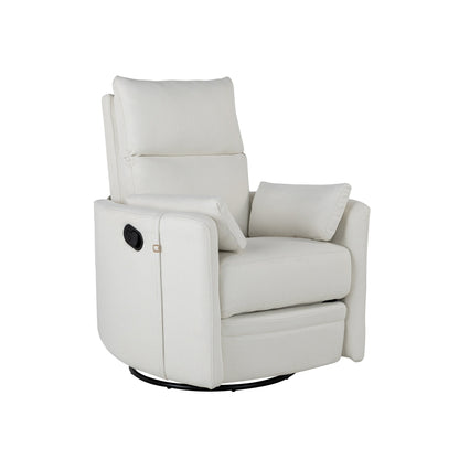 Manual Upholstered Swivel Rocker Recliner with 360° Rotation, Adjustable Backrest, and Removable Support Pillows