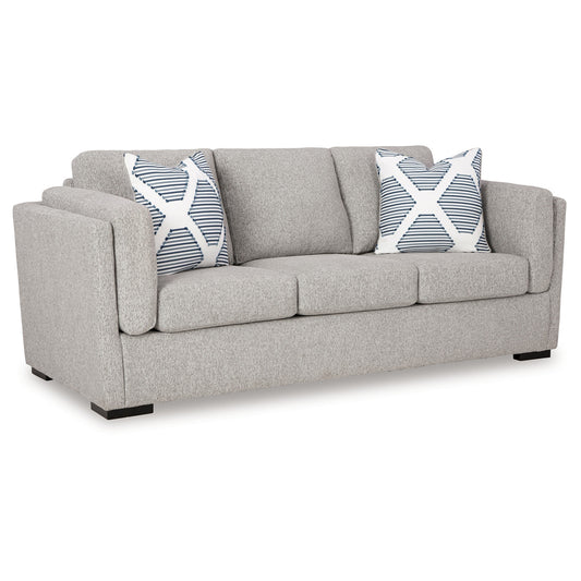 Marcy Sofa with Arm Bolster Pillows, Pewter Gray Polyester 89 Inch