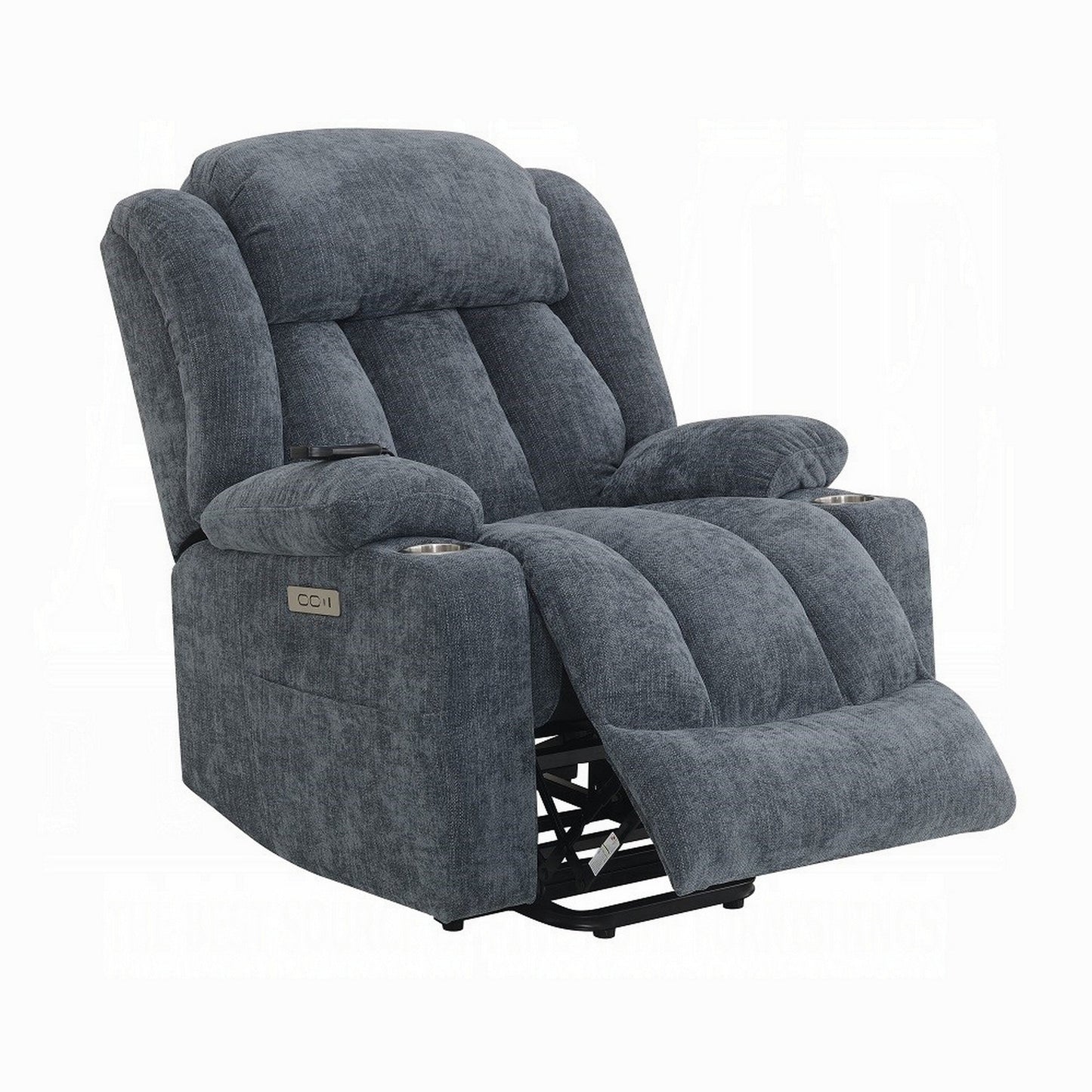 Mario Power Recliner Chair with Lift, Heating, Massage, Blue Velvet