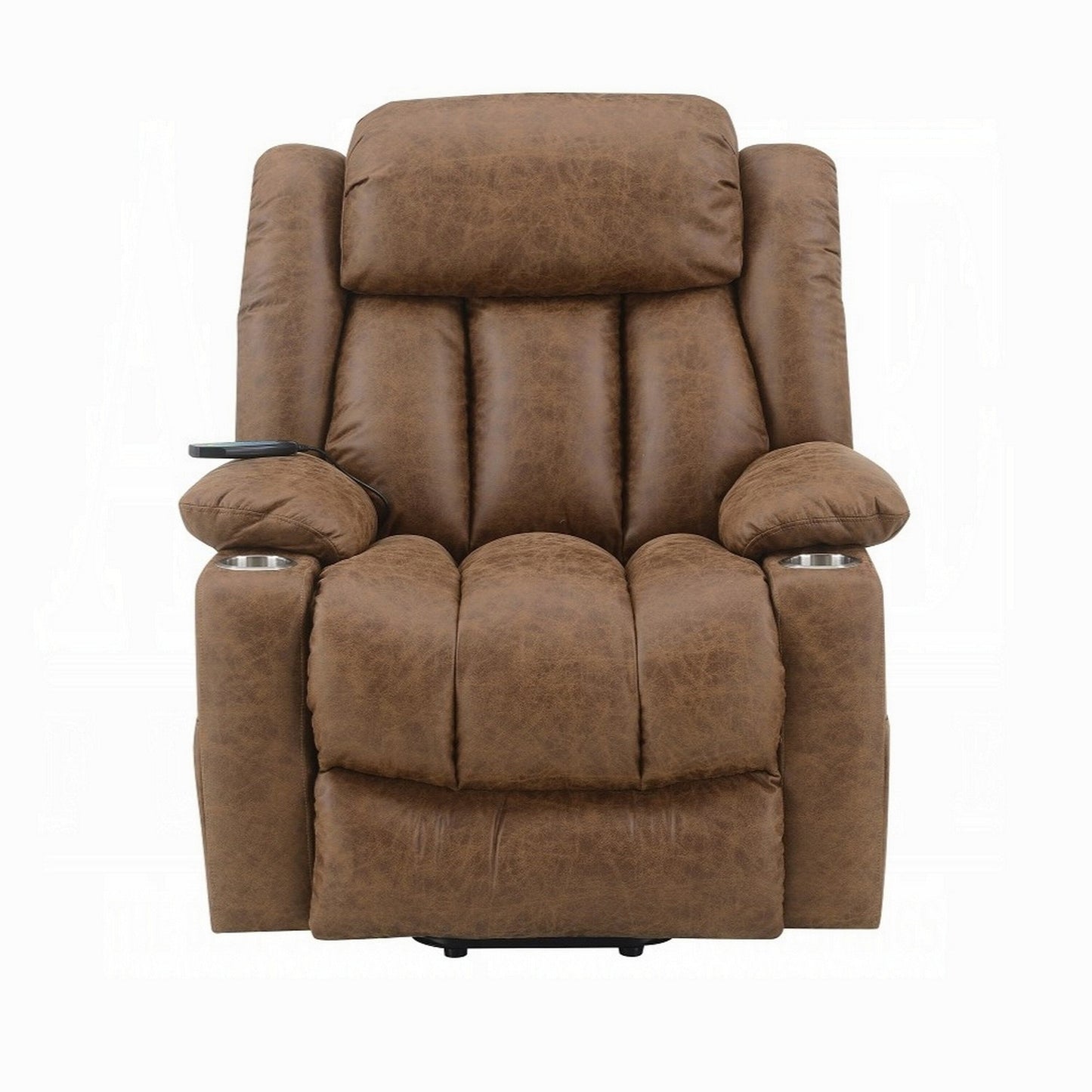 Mario Power Recliner Lift Chair, Heating Massage, Brown Faux Leather