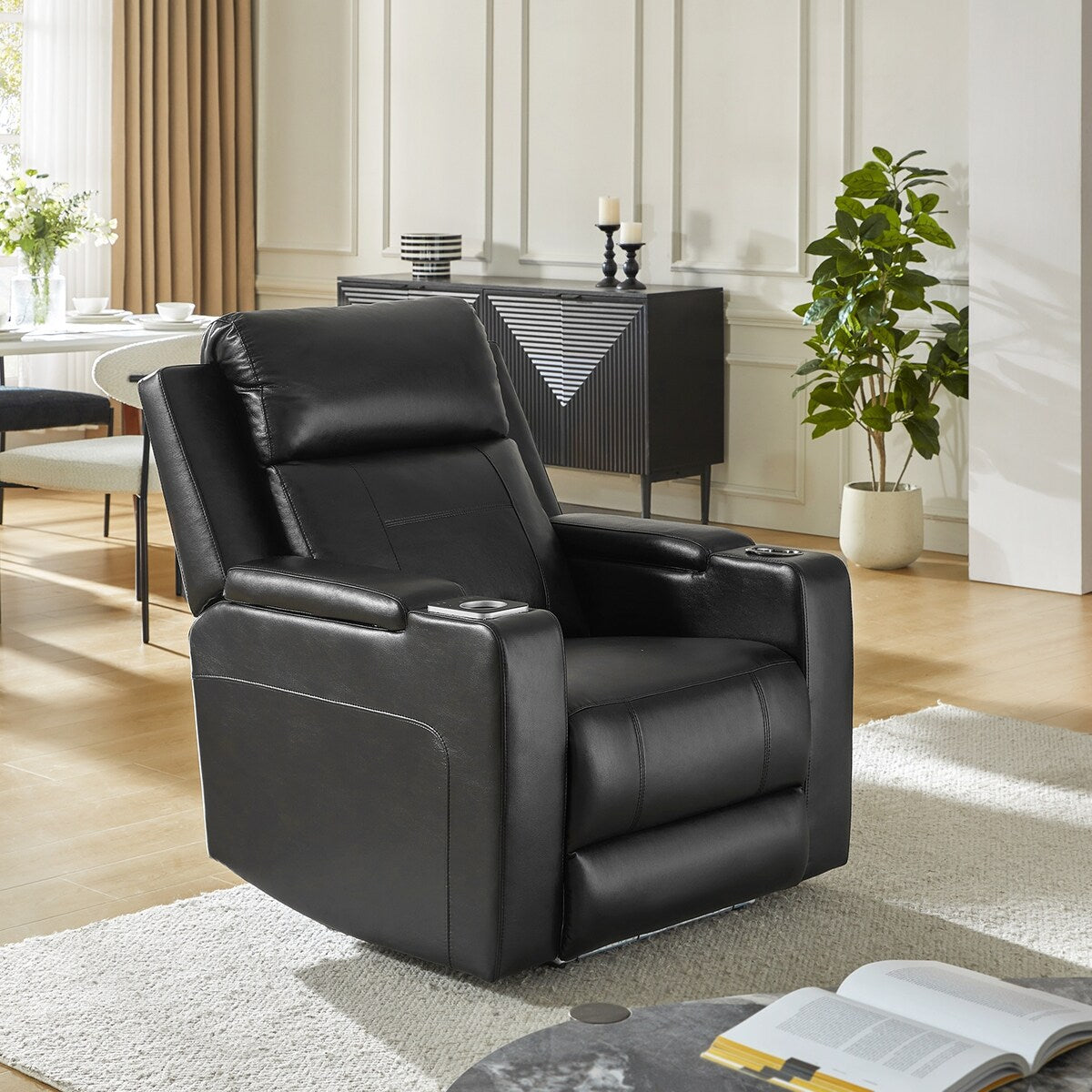 Marion Classic 35.5 Wide Power Recliner with Cup Holder by HULALA HOME