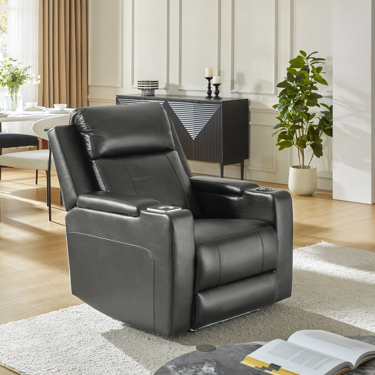 Marion Classic 35.5 Wide Power Recliner with Cup Holder by HULALA HOME
