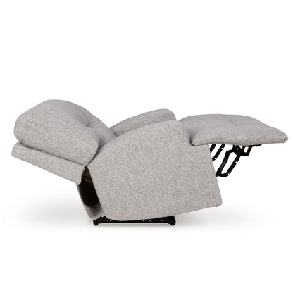 Marissa Wide Seat Power Recliner Chair, Gray Polyester, Soft Cushioned