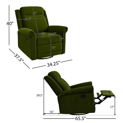 Marloo Modern Swivel Velvet Recliner Chair by Christopher Knight Home