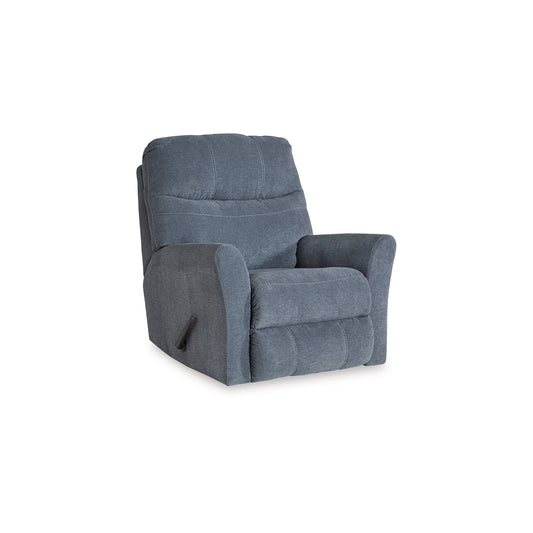 Marlow Manual Recliner Chair, Pull Rocking Motion Muted Blue Polyester
