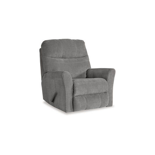 Marlow Manual Recliner Chair, Pull Rocking Motion, Gray Polyester