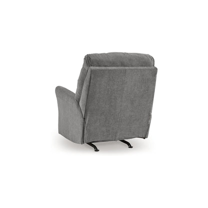 Marlow Manual Recliner Chair, Pull Rocking Motion, Gray Polyester