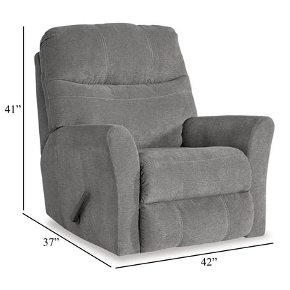 Marlow Manual Recliner Chair, Pull Rocking Motion, Gray Polyester