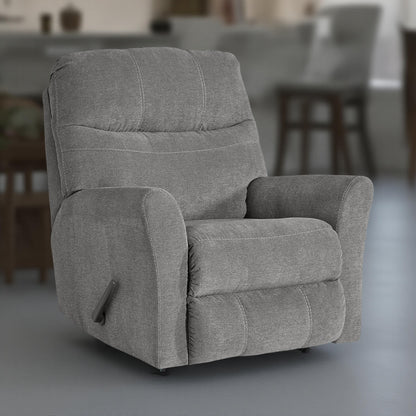 Marlow Manual Recliner Chair, Pull Rocking Motion, Gray Polyester