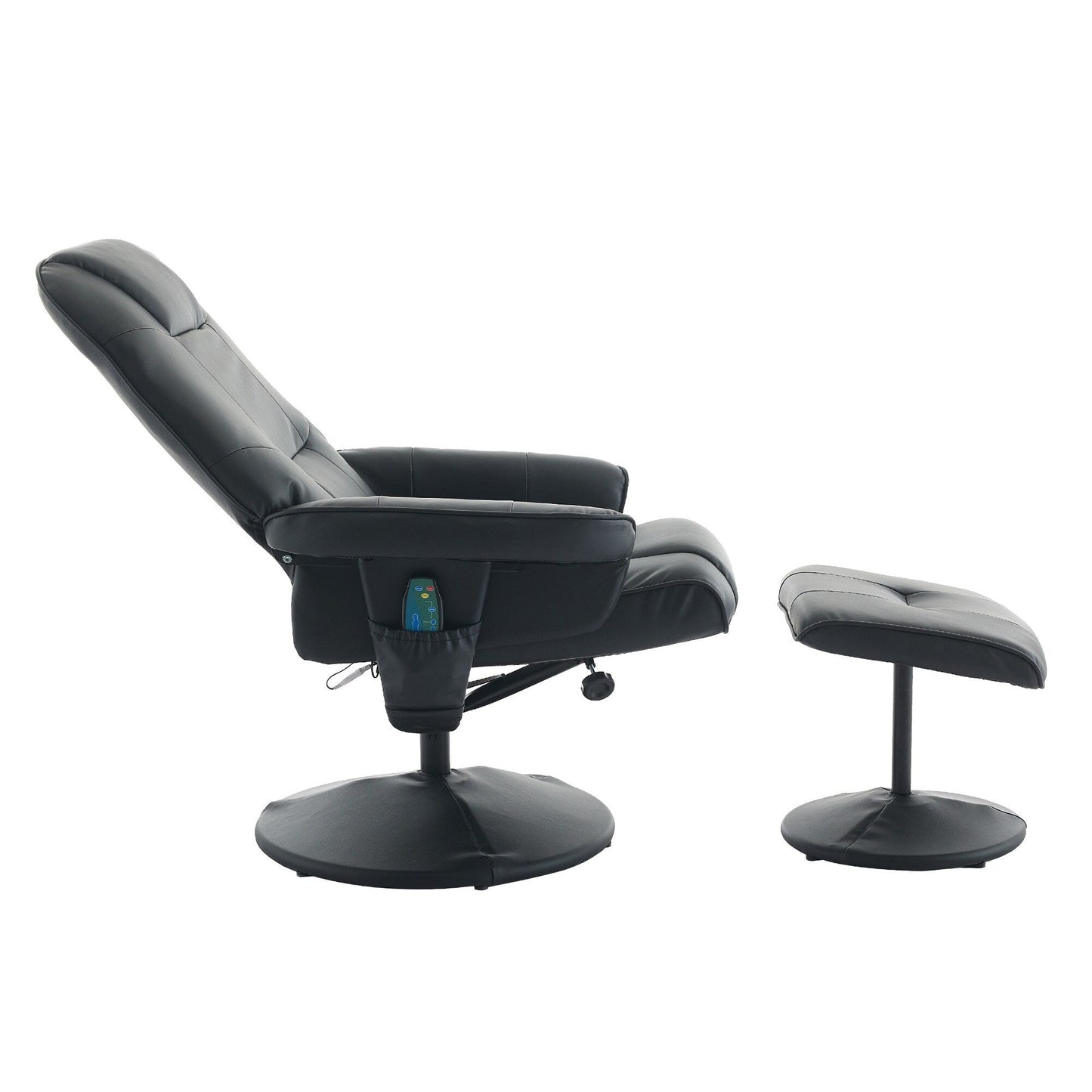Massage Recliner Chair with Ottoman, 360° Swivel Reclining Chair with Wrapped Base, Seat Heating and Adjustable Backrest