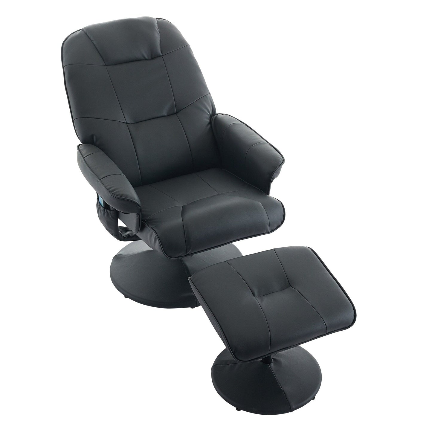 Massage Recliner Chair with Ottoman, 360° Swivel Reclining Chair with Wrapped Base, Seat Heating and Adjustable Backrest