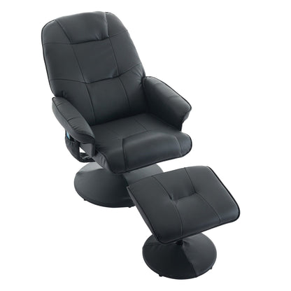 Massage Recliner Chair with Ottoman, 360° Swivel Reclining Chair with Wrapped Base, Seat Heating and Adjustable Backrest
