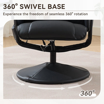 Massage Recliner Chair with Ottoman, 360° Swivel Reclining Chair with Wrapped Base, Seat Heating and Adjustable Backrest