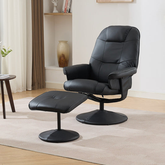 Massage Recliner Chair with Ottoman, 360° Swivel Reclining Chair with Wrapped Base, Seat Heating and Adjustable Backrest