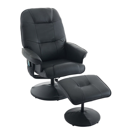 Massage Recliner Chair with Ottoman, 360° Swivel Reclining Chair with Wrapped Base, Seat Heating and Adjustable Backrest