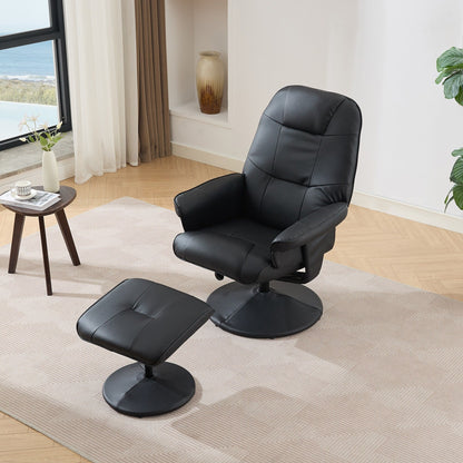 Massage Recliner Chair with Ottoman, 360° Swivel Reclining Chair with Wrapped Base, Seat Heating and Adjustable Backrest