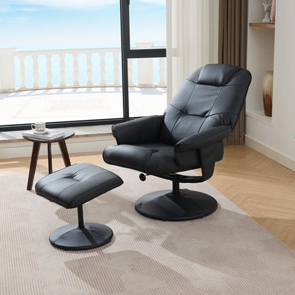 Massage Recliner Chair with Ottoman, 360° Swivel Reclining Chair with Wrapped Base, Seat Heating and Adjustable Backrest