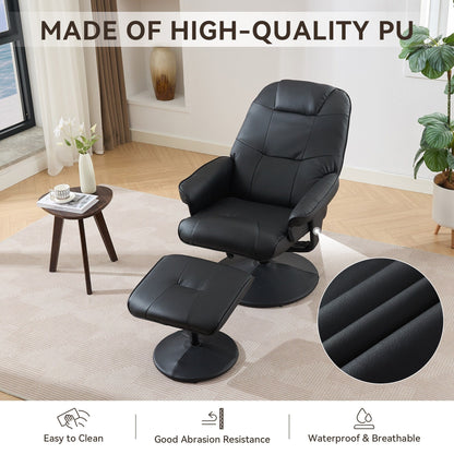 Massage Recliner Chair with Ottoman, 360° Swivel Reclining Chair with Wrapped Base, Seat Heating and Adjustable Backrest